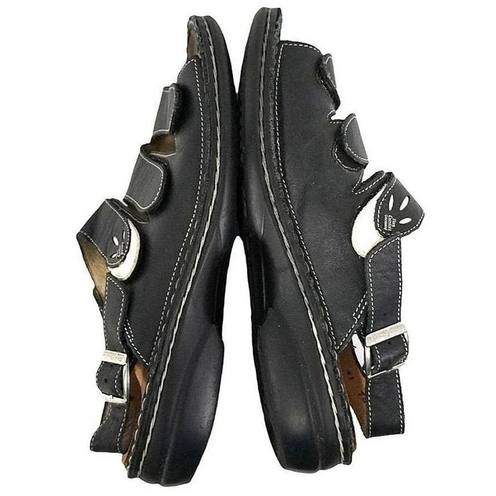 Comfort Finn Comfort Leather Slingback Sandals Womens 41‎ Black Contrast Stitch